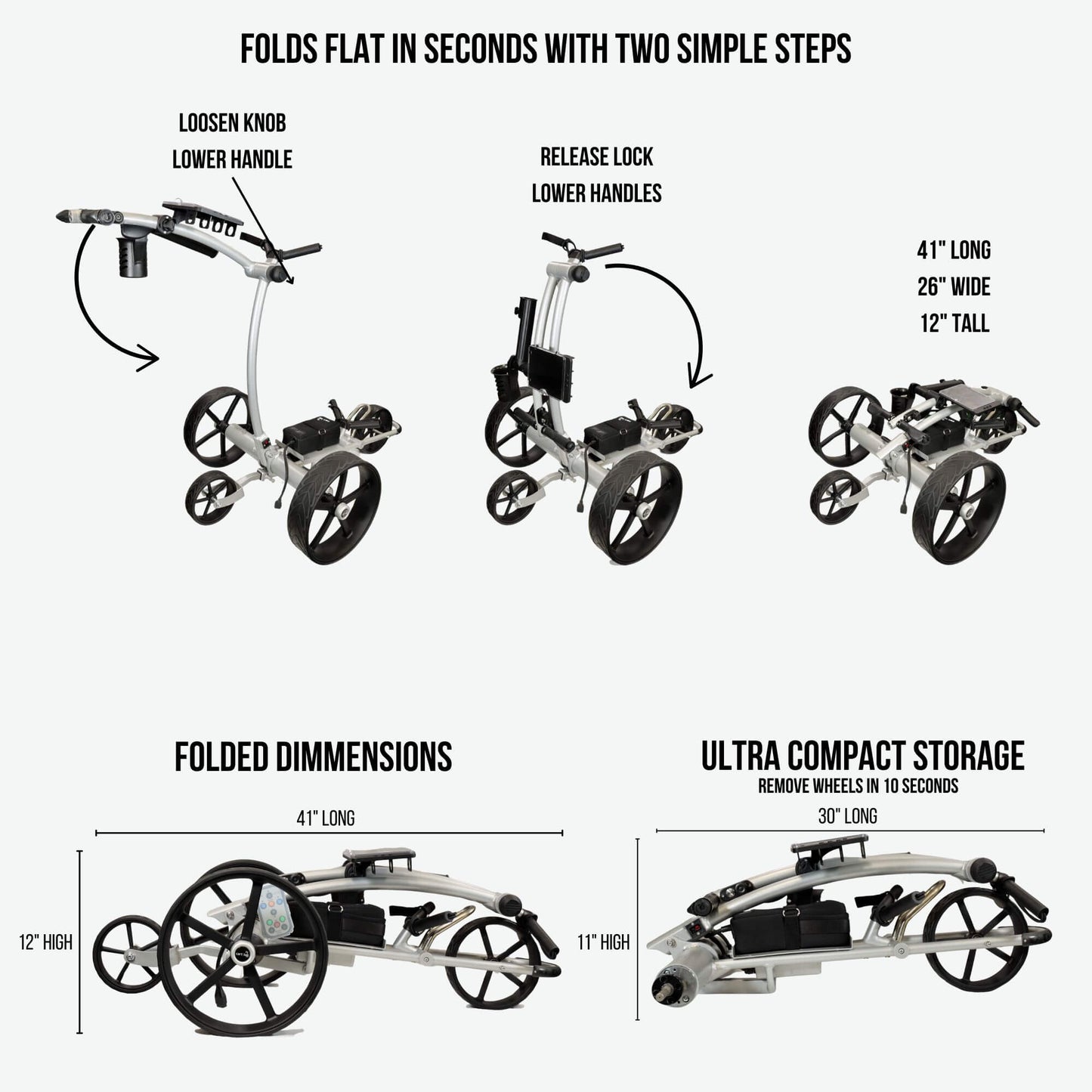 1500 V3 Electric Golf Push Cart With Remote Control